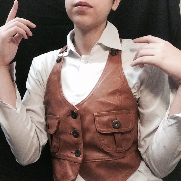 Brown Faux Leather Vest - Picture 1 of 5